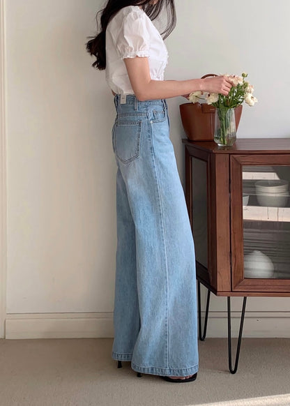Light washed wide straight jeans