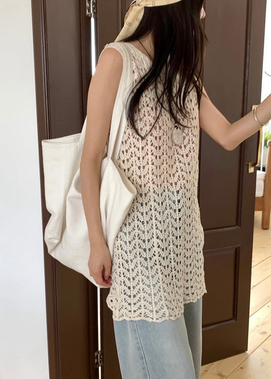 Lace mesh sleeveless top