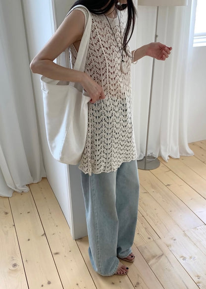 Lace mesh sleeveless top