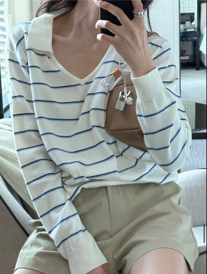 Stripes knit polo