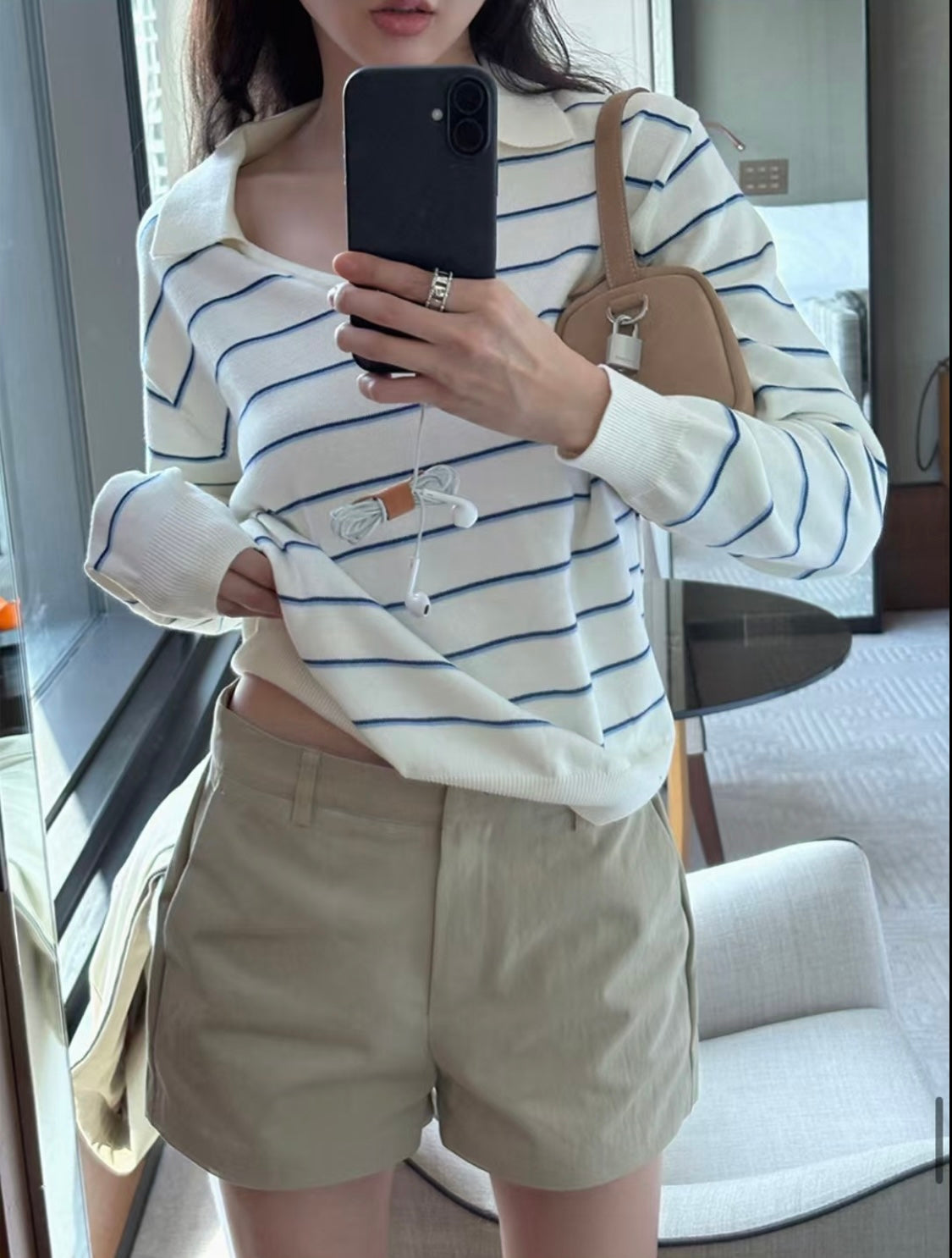 Stripes knit polo