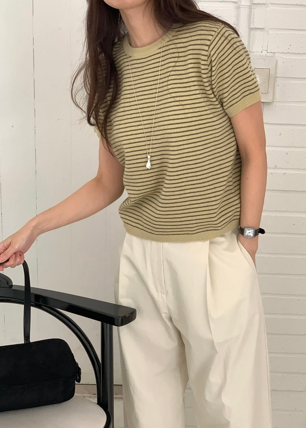 Borders knit tee