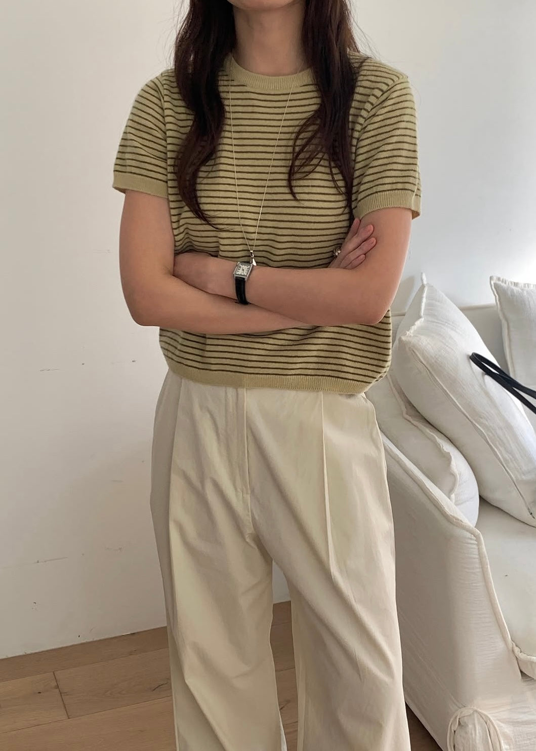 Borders knit tee