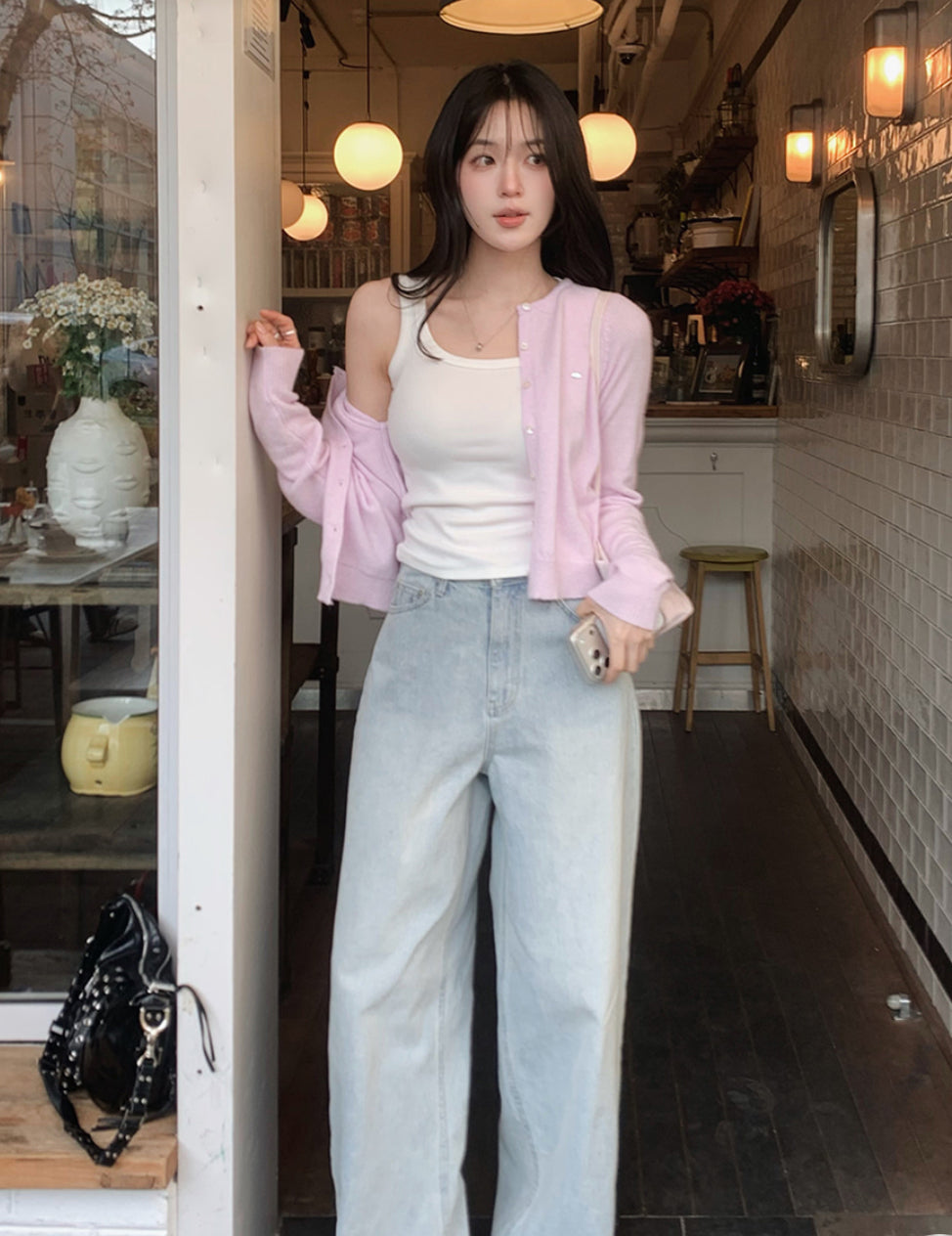 Cropped pin cardigan