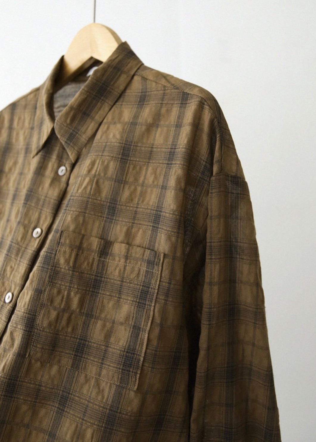 Crepe tartan pocket shirt