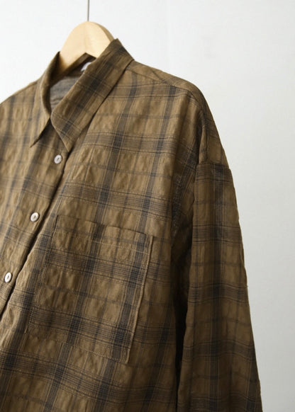 Crepe tartan pocket shirt