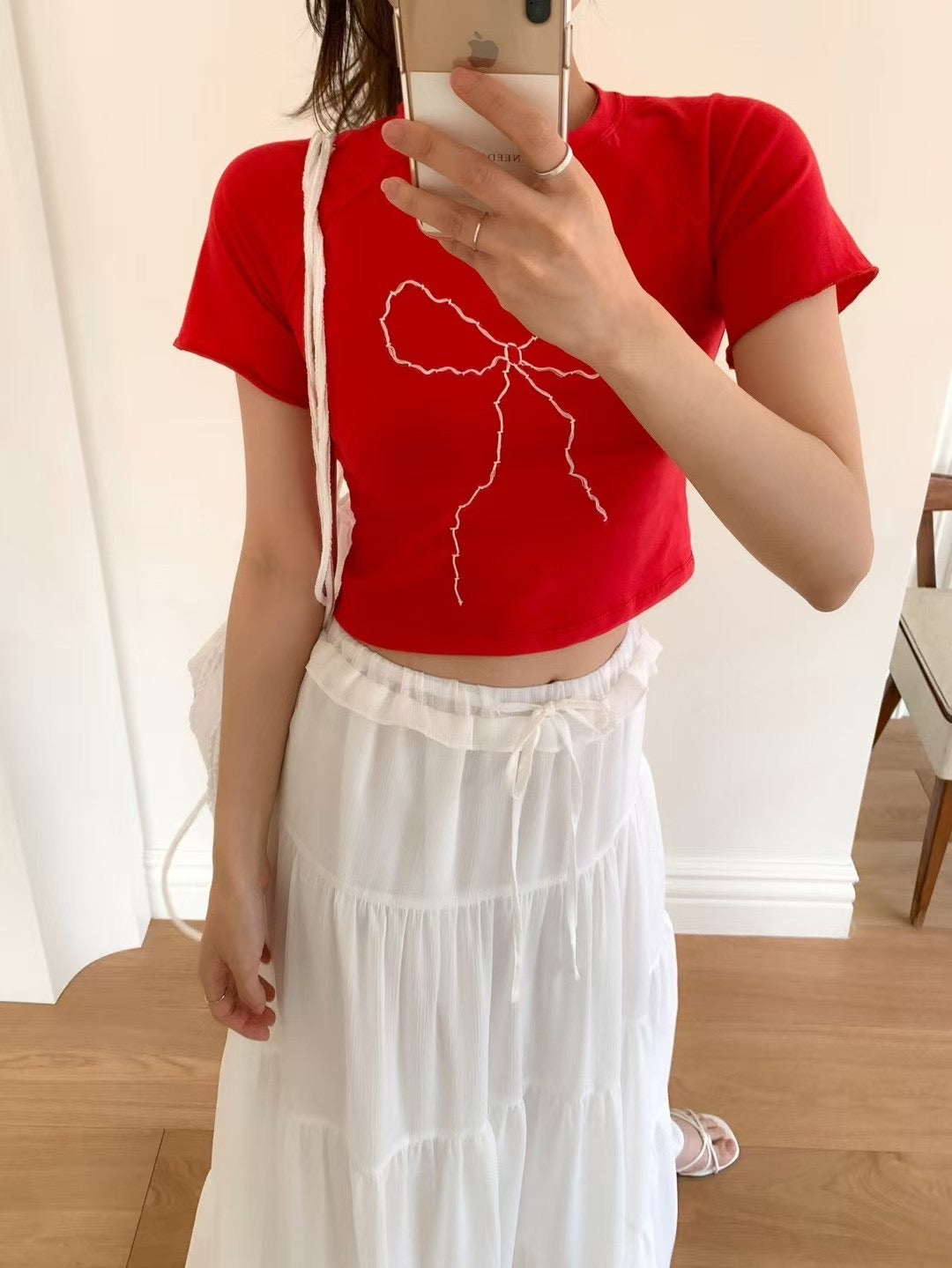 Cross-stitch ribbon tee