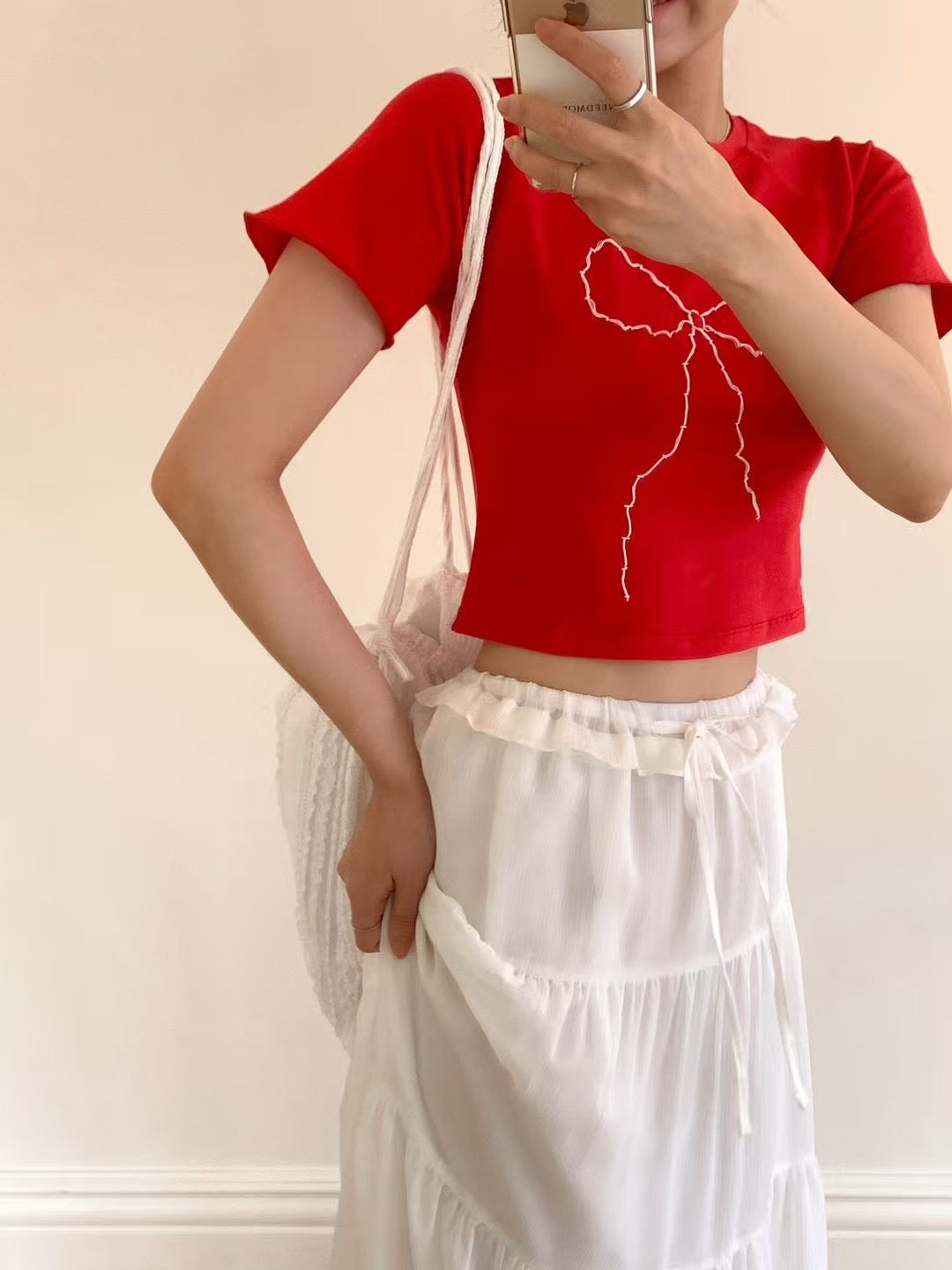 Cross-stitch ribbon tee