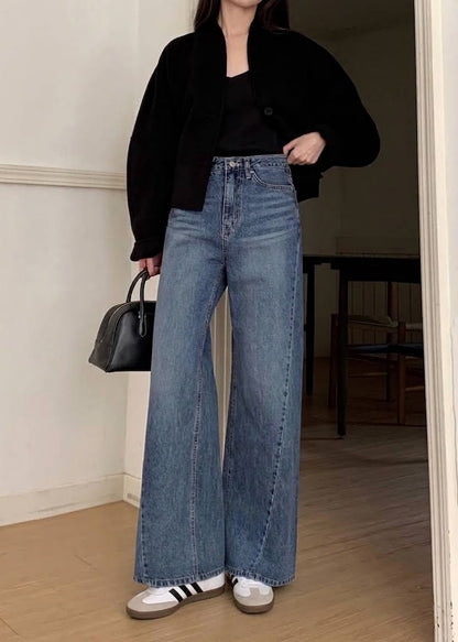 Irregular seam wide jeans