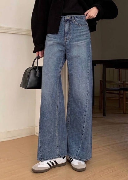 Irregular seam wide jeans