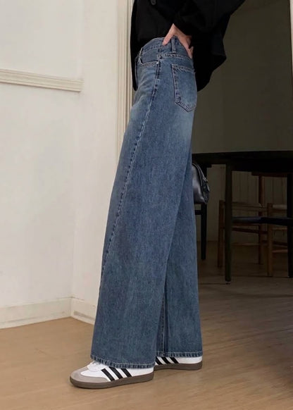 Irregular seam wide jeans