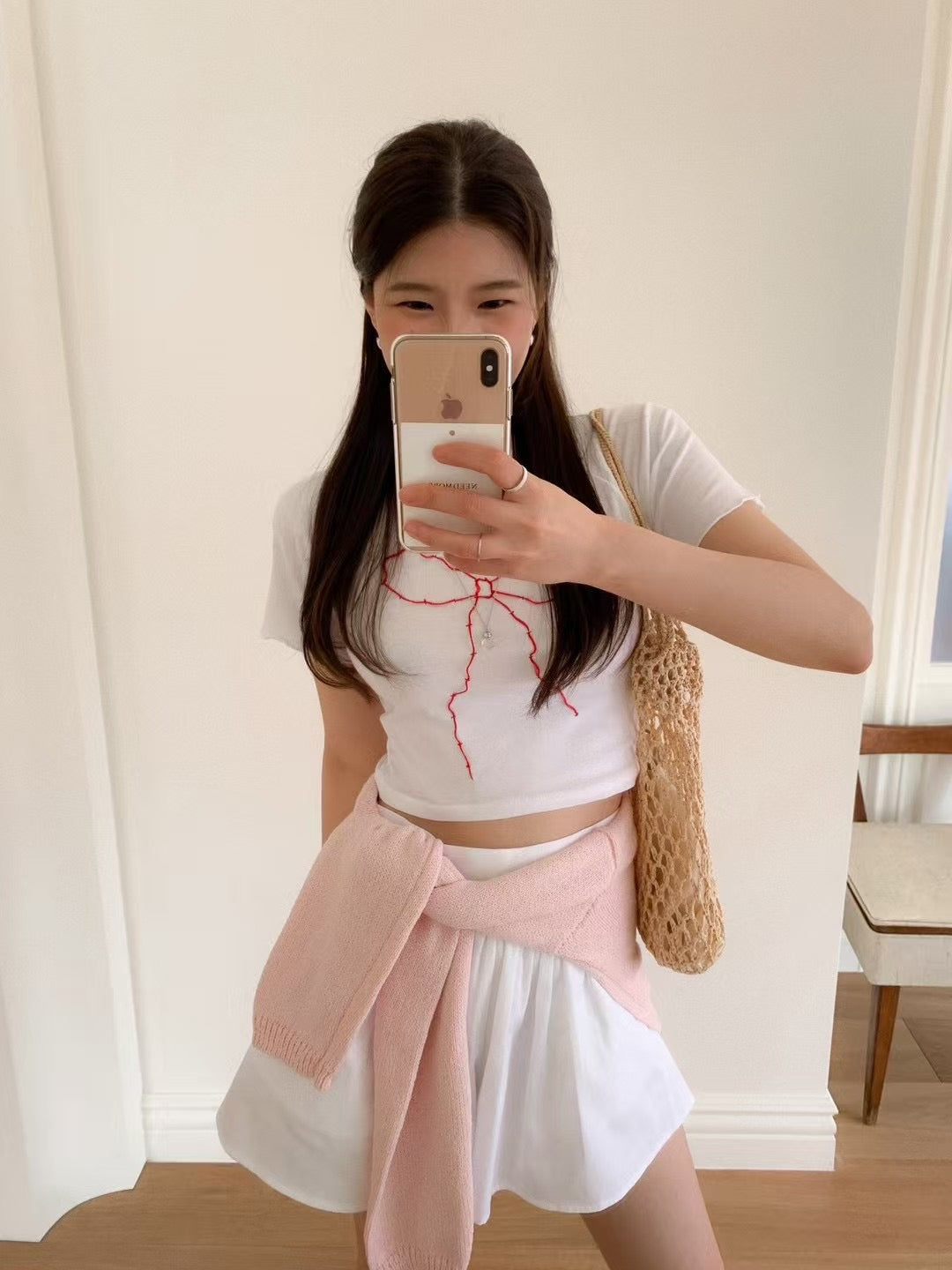 Cross-stitch ribbon tee