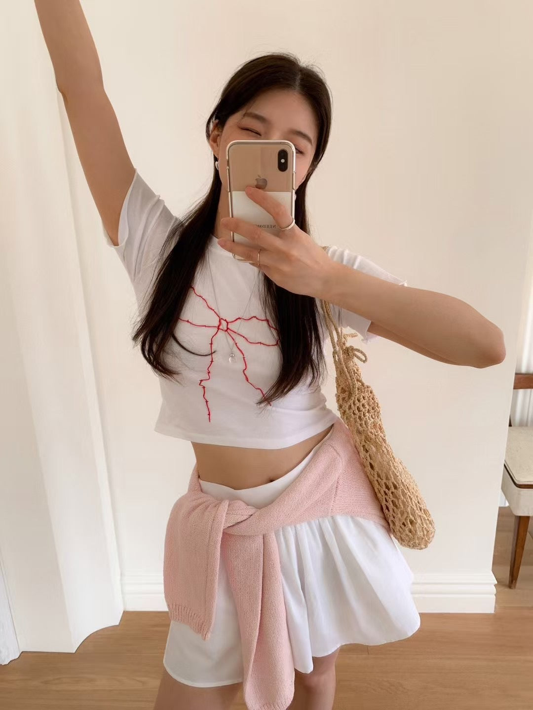 Cross-stitch ribbon tee