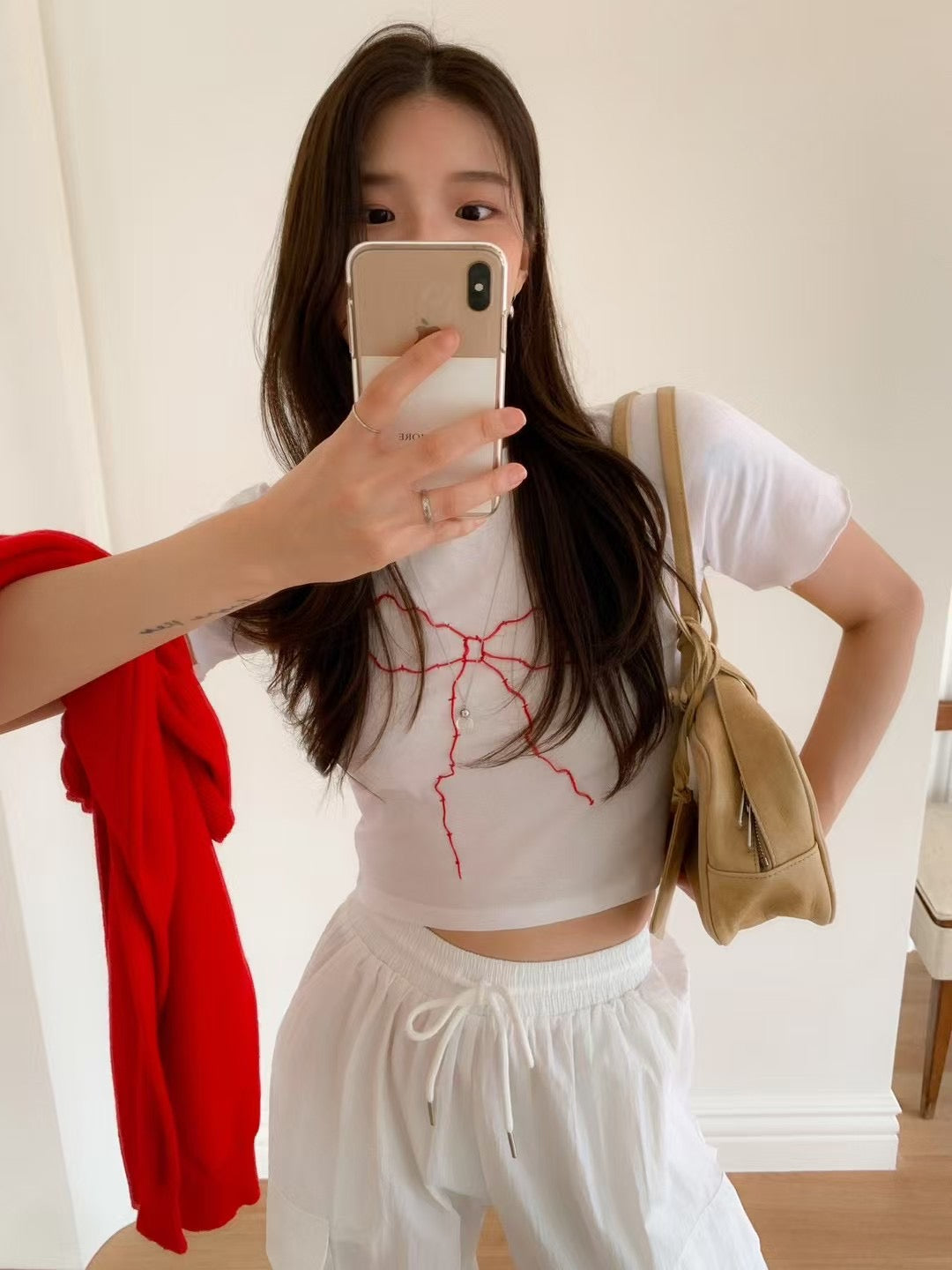 Cross-stitch ribbon tee