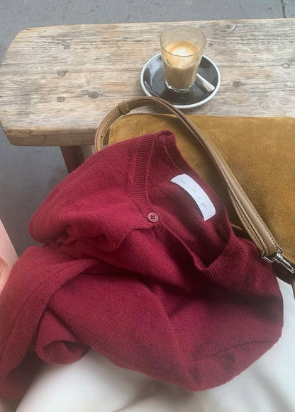 Cashmere crew neck cardigan