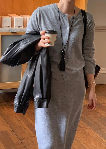 Cashmere crew neck cardigan
