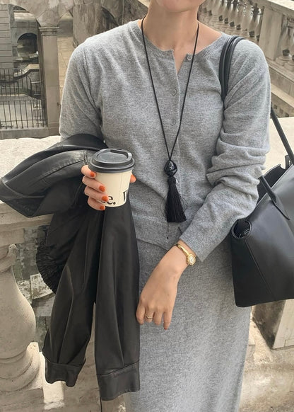 Cashmere crew neck cardigan