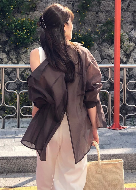 Back vented silky shirt