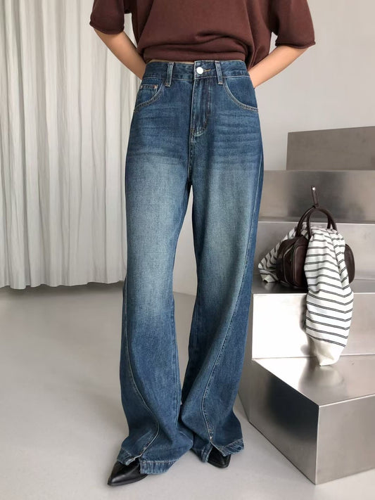 Oil wash vented jeans