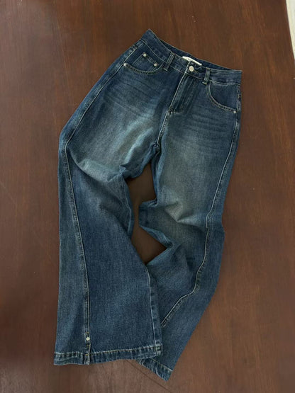 Oil wash vented jeans