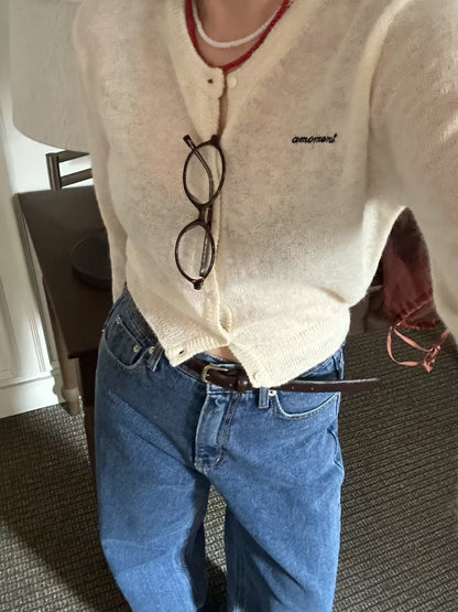 Alpaca Short cut cardigan