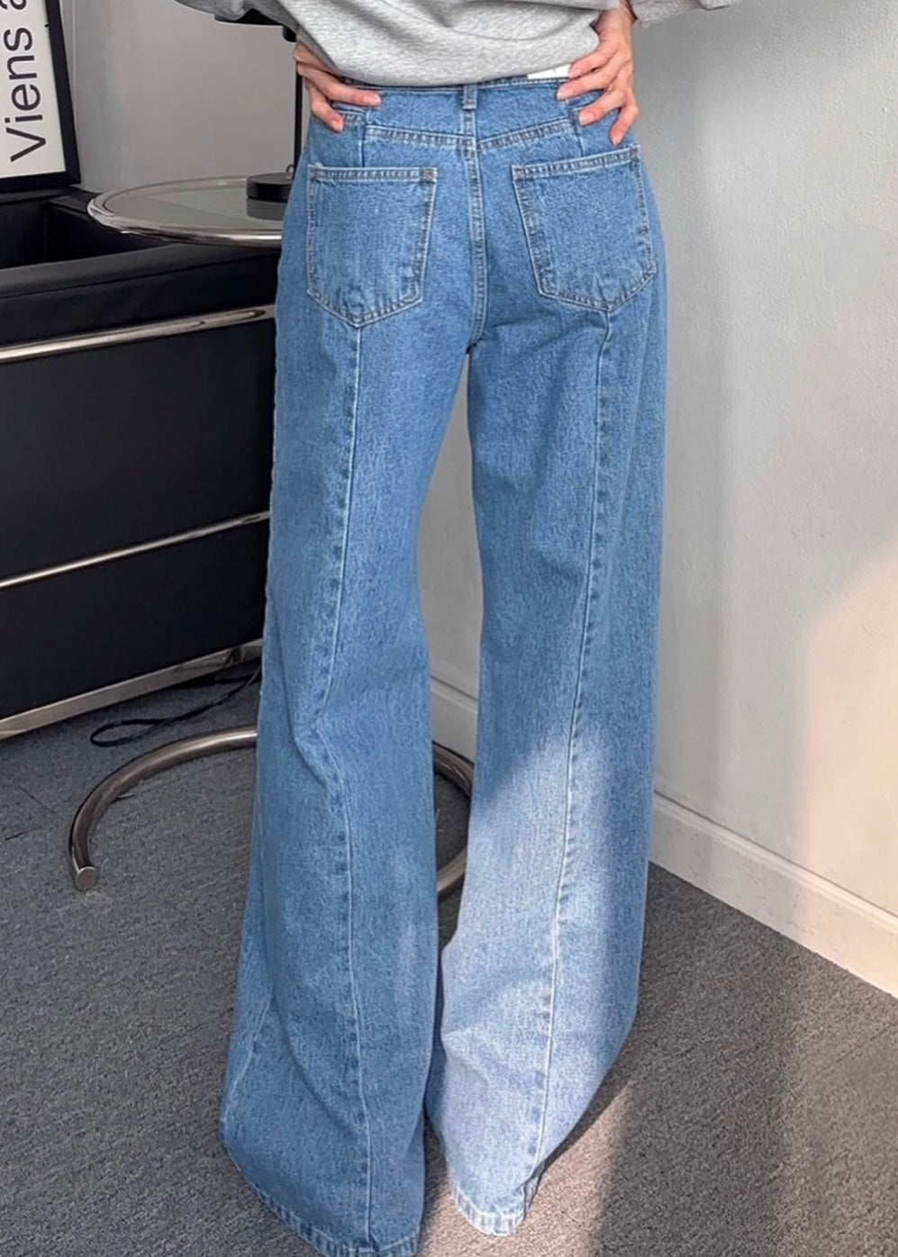 Patched back jeans