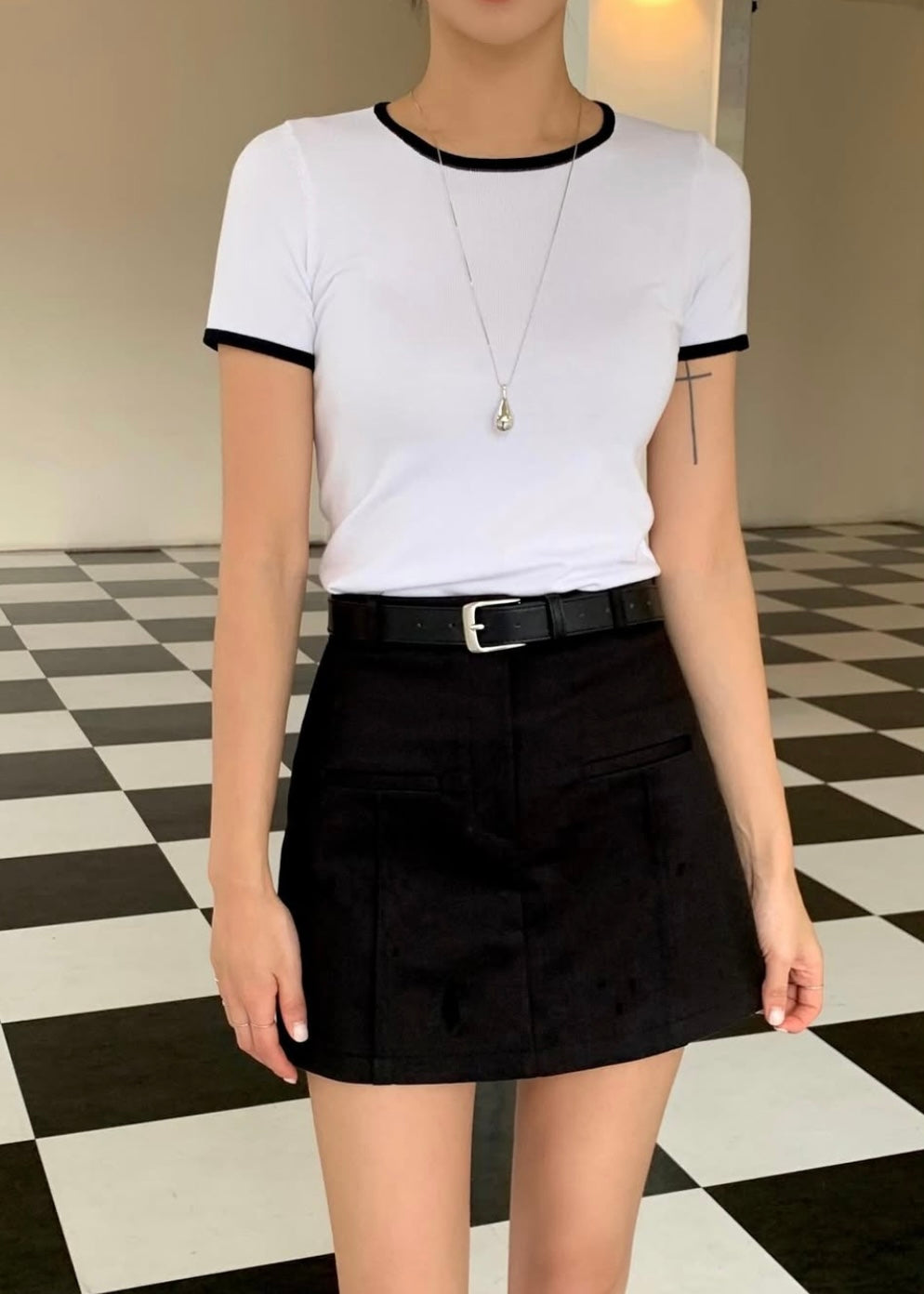 Ringer knit tee