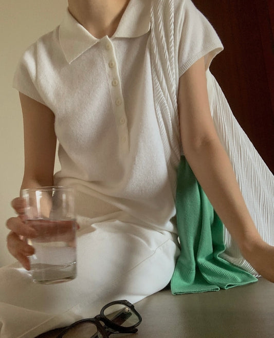 Mini sleeve Knit polo