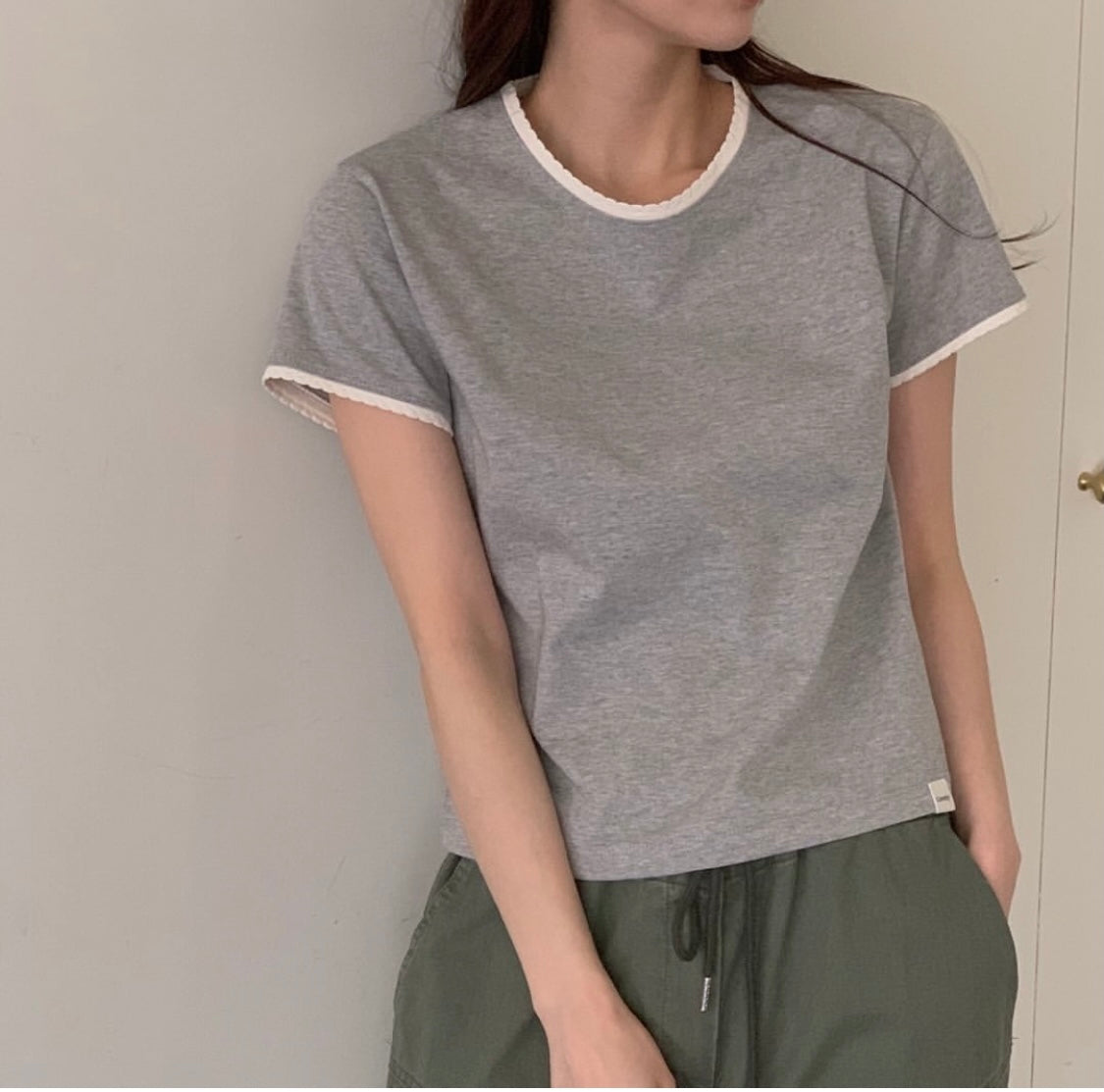 Lace ringer tee