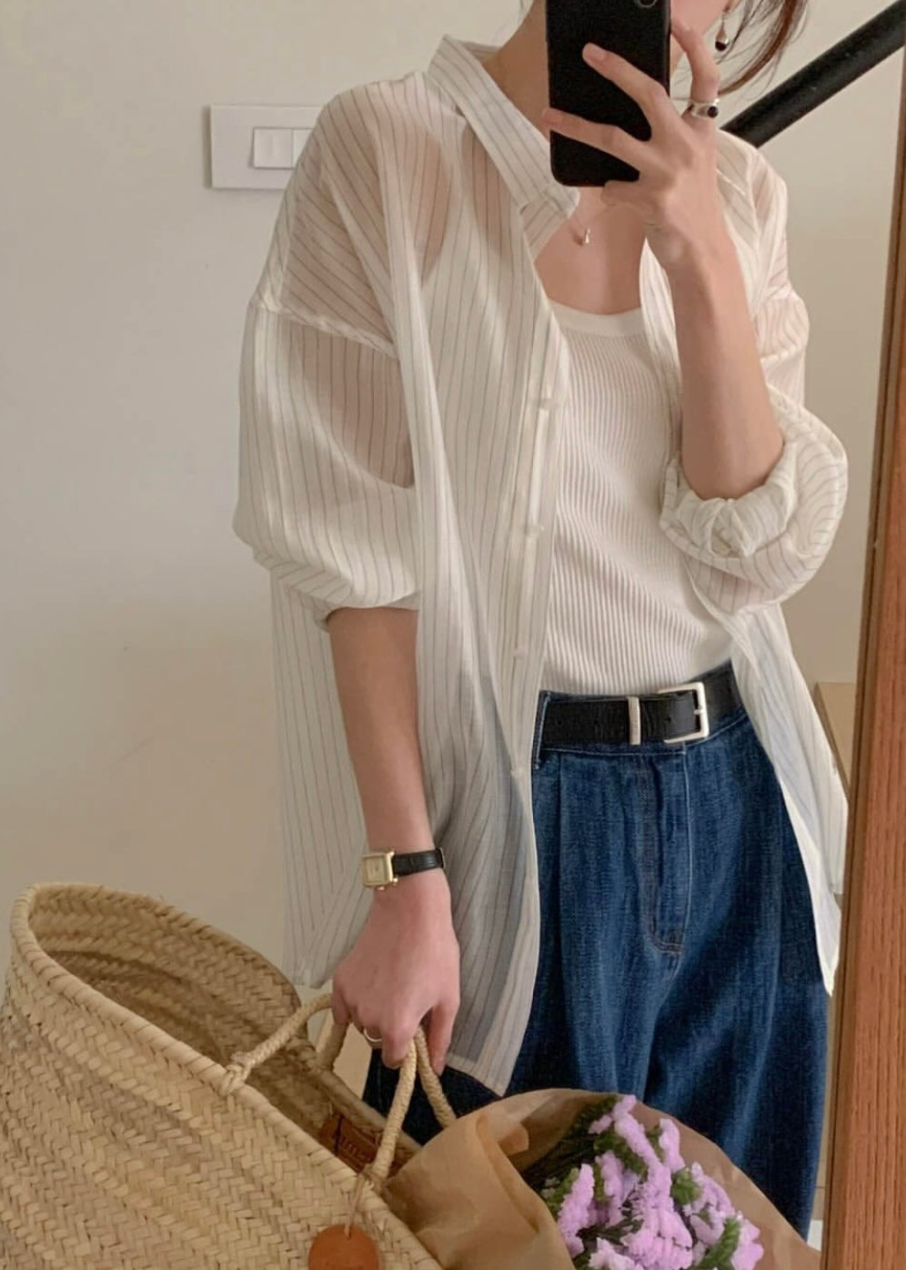 Semi transprent stripes shirt