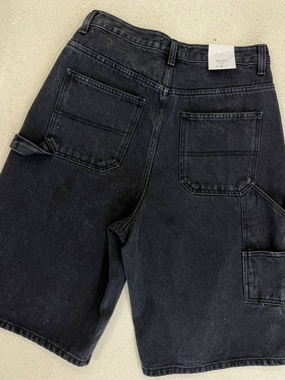 Washed cargo denim shorts