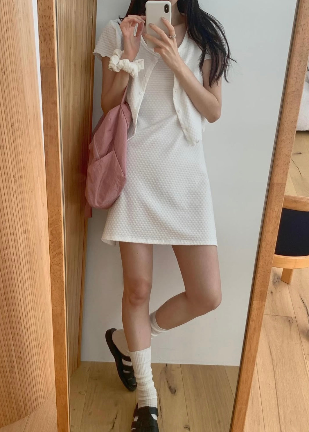 Floral overall mini dress