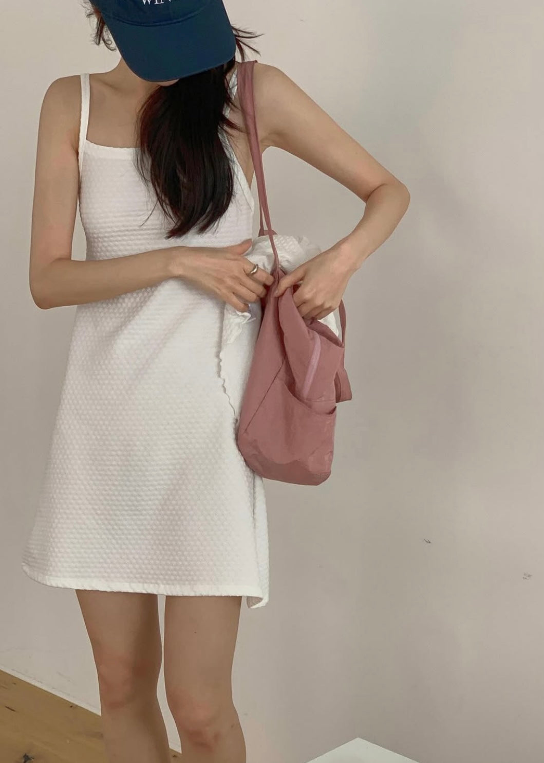 Floral overall mini dress