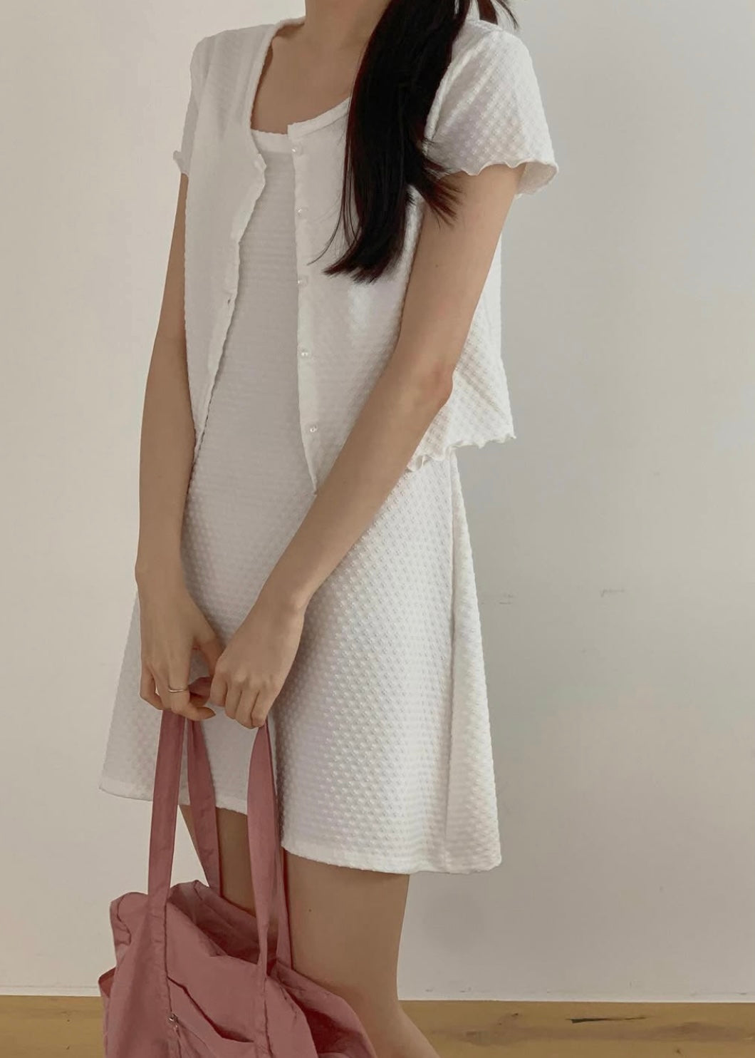 Floral overall mini dress