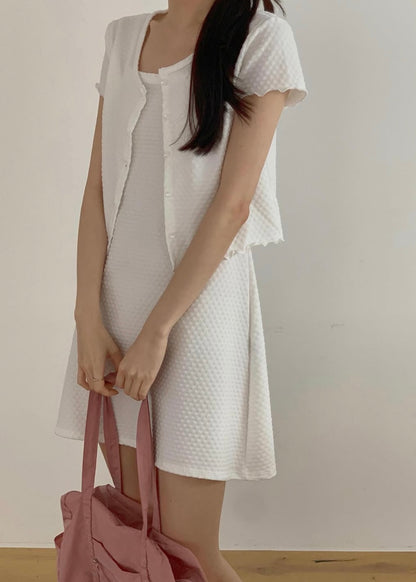 Floral overall mini dress