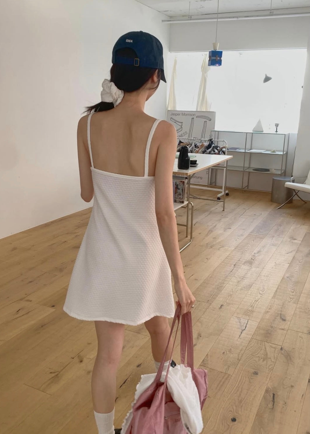 Floral overall mini dress