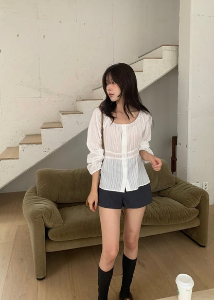 Cfiffon scoop neck blouse