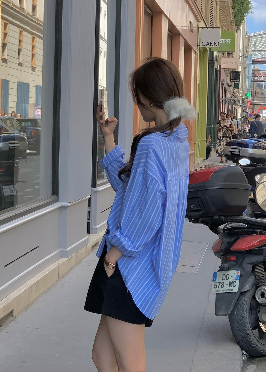 Retro stripes pocket shirt