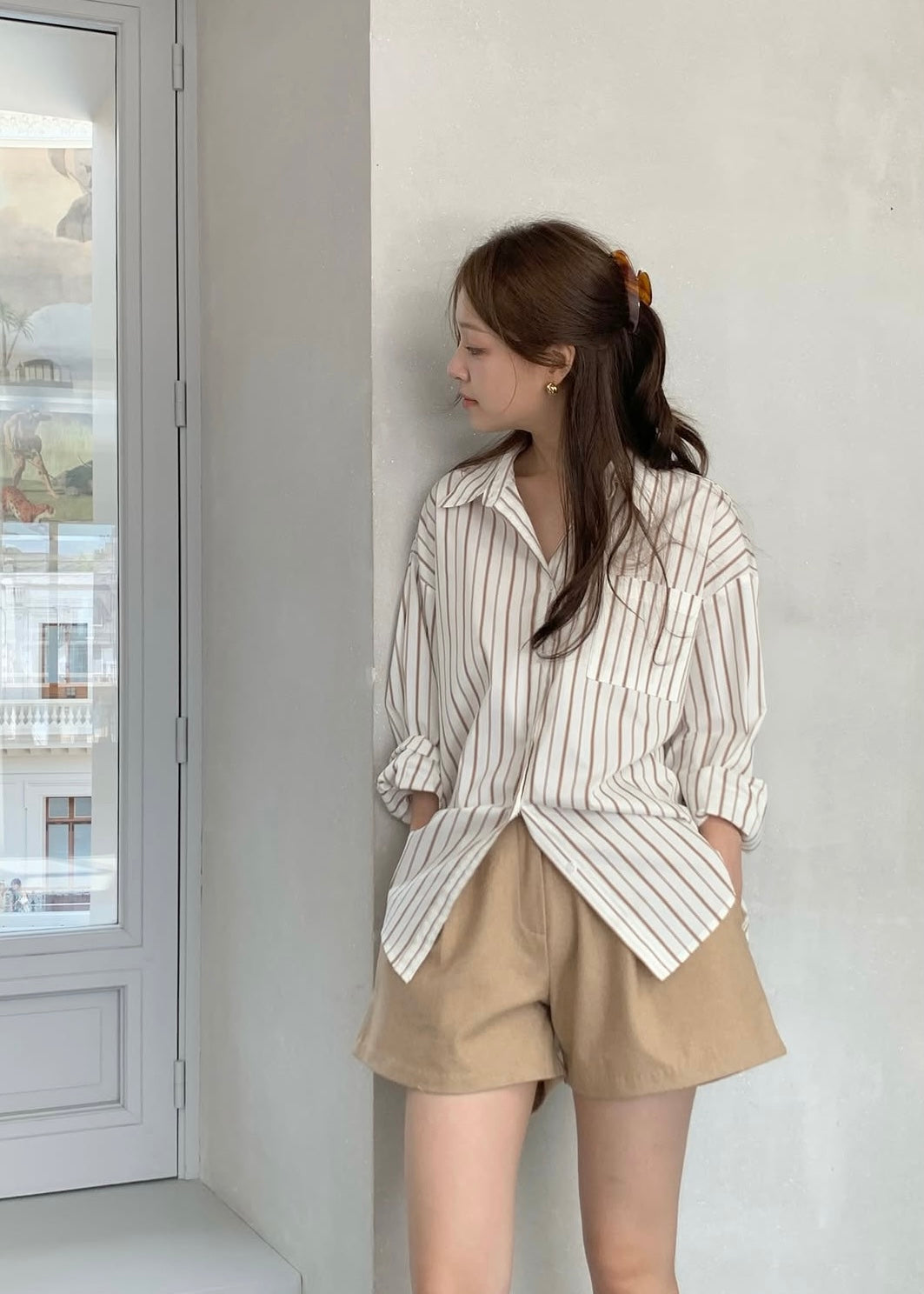 Retro stripes pocket shirt