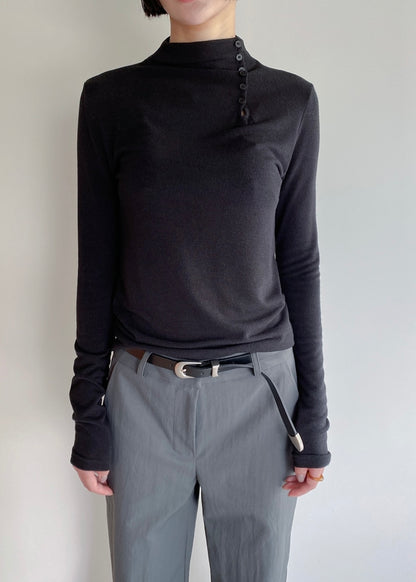 High neck button up tee