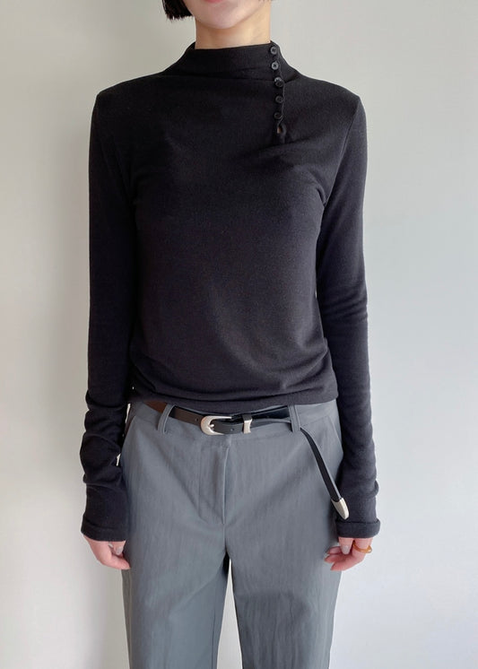 High neck button up tee
