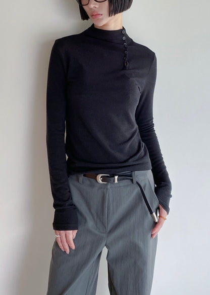 High neck button up tee