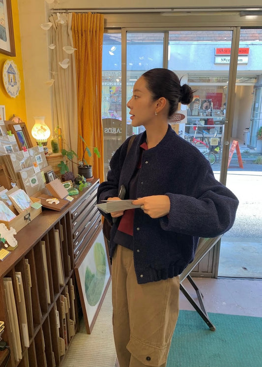 Crew neck fleece jacket