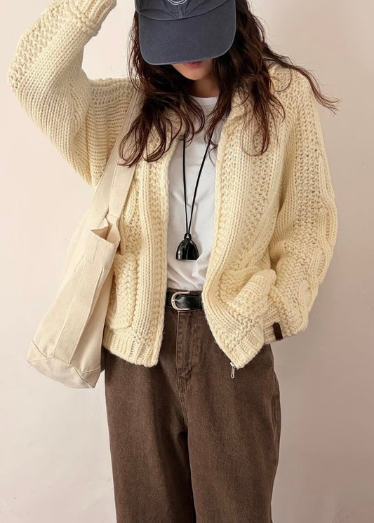 Zip up weaved cardigan