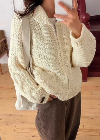 Zip up weaved cardigan