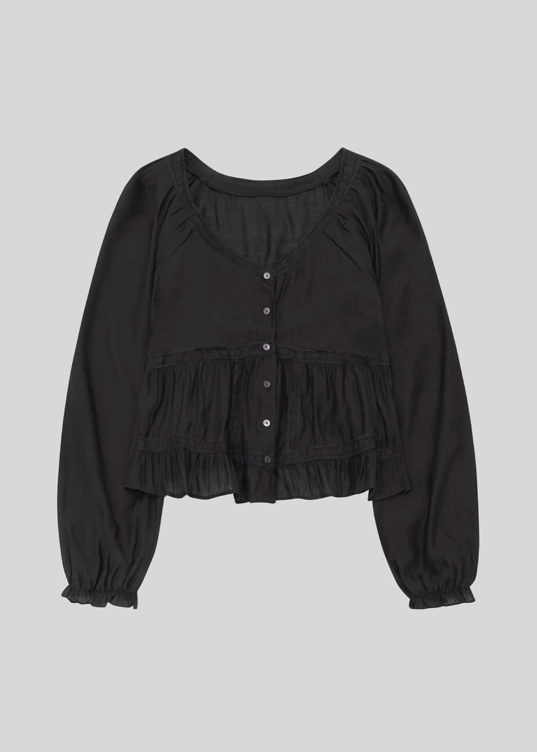 Lace edge open blouse