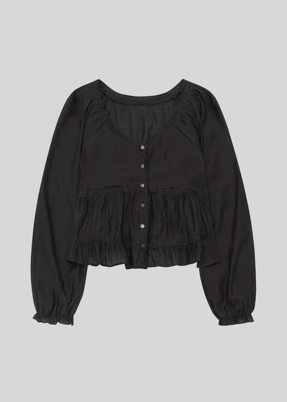 Lace edge open blouse