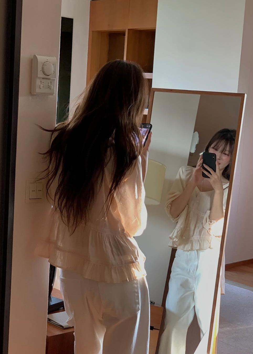 Lace edge open blouse