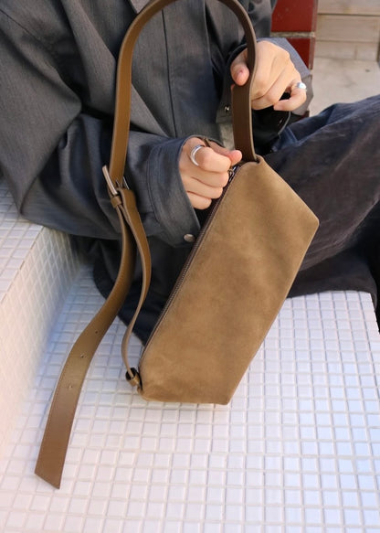 Suede baguette bag