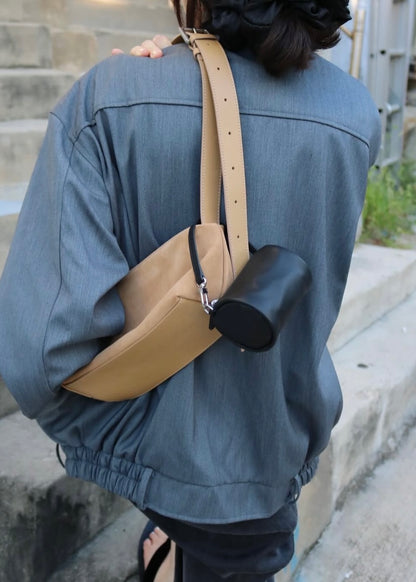 Suede baguette bag